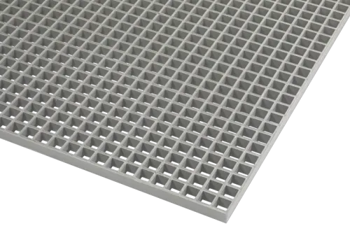 Caillebotis polyester 38x38 gris concave H30 Ep7