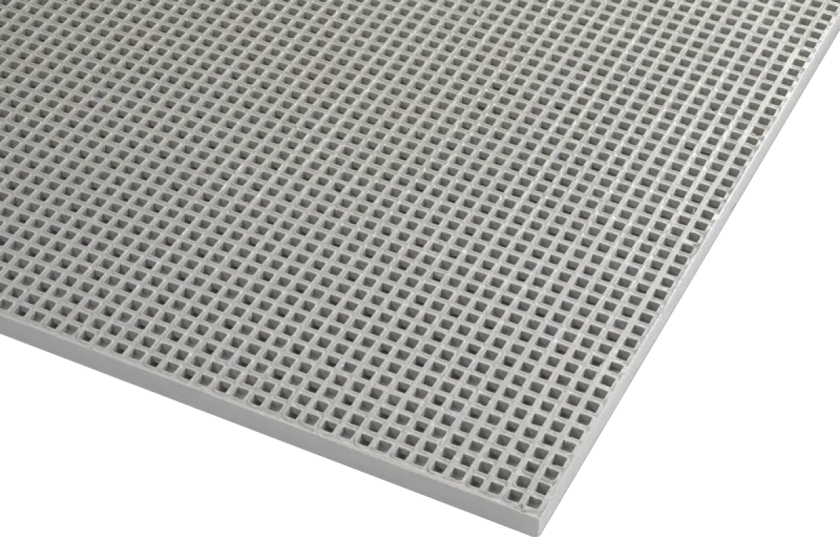 Caillebotis polyester 19x19 gris concave H30 Ep7