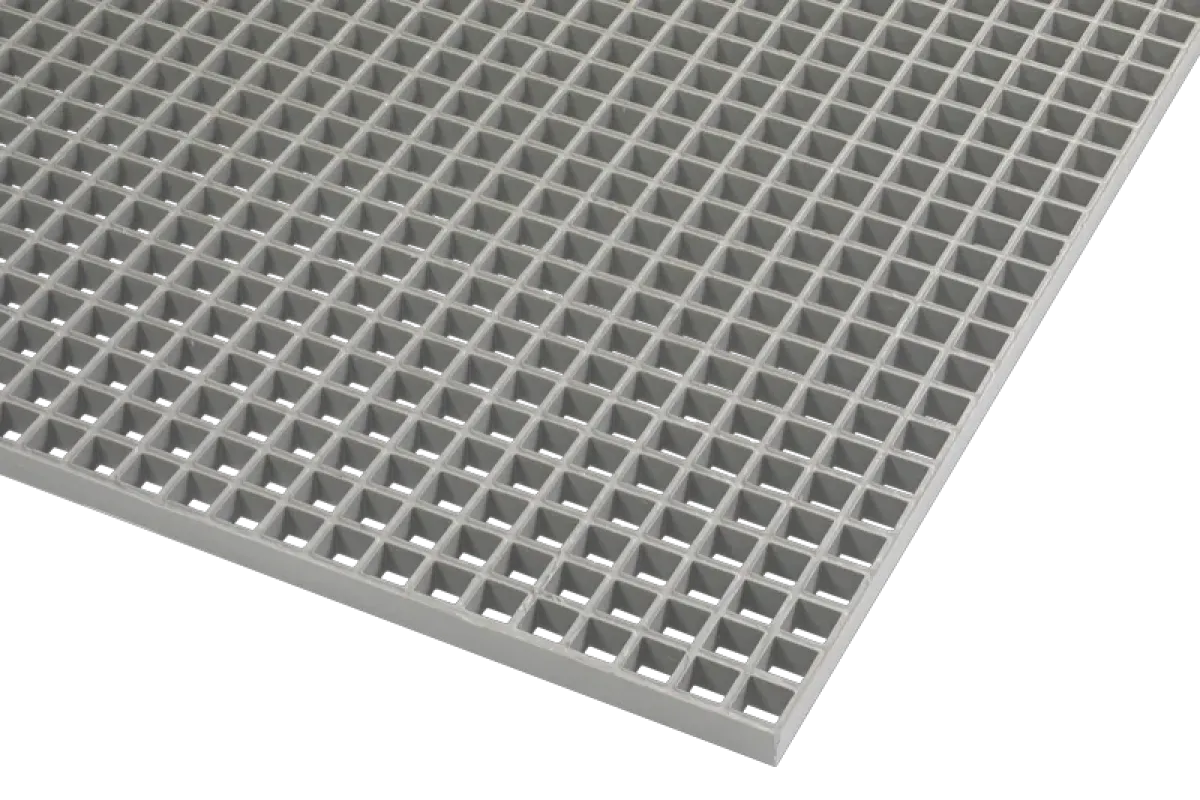 Caillebotis polyester 38x38 gris concave H30 Ep7