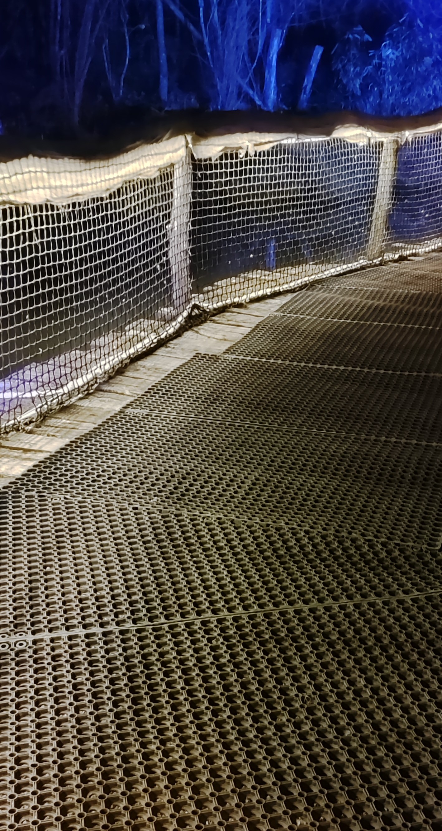 Tapis en caoutchouc sur une passerelle en bois permettant de prévenir les glissades