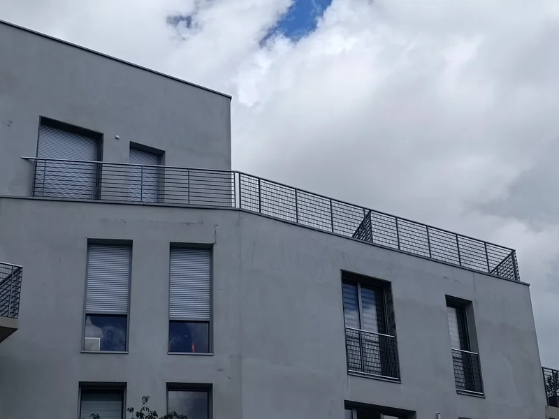 Grating used as guardrail infill for balconies