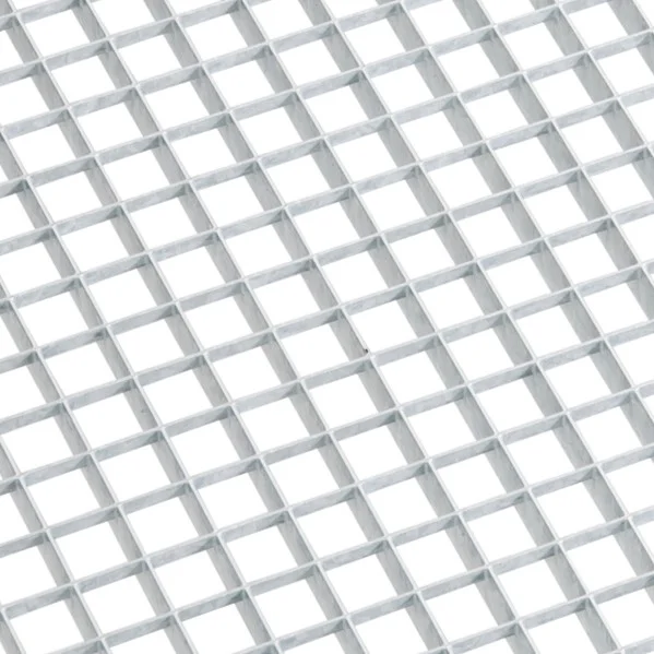 Press locked grating for industrial floors