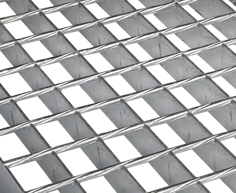 Press welded grating for industrial floors