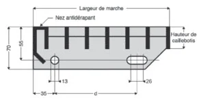 schéma entraxe de perçage pour marche en caillebotis pour programme de stock