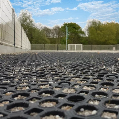 référence réalisation caillebotis en caoutchouc utilisé ici pour son effet drainant 