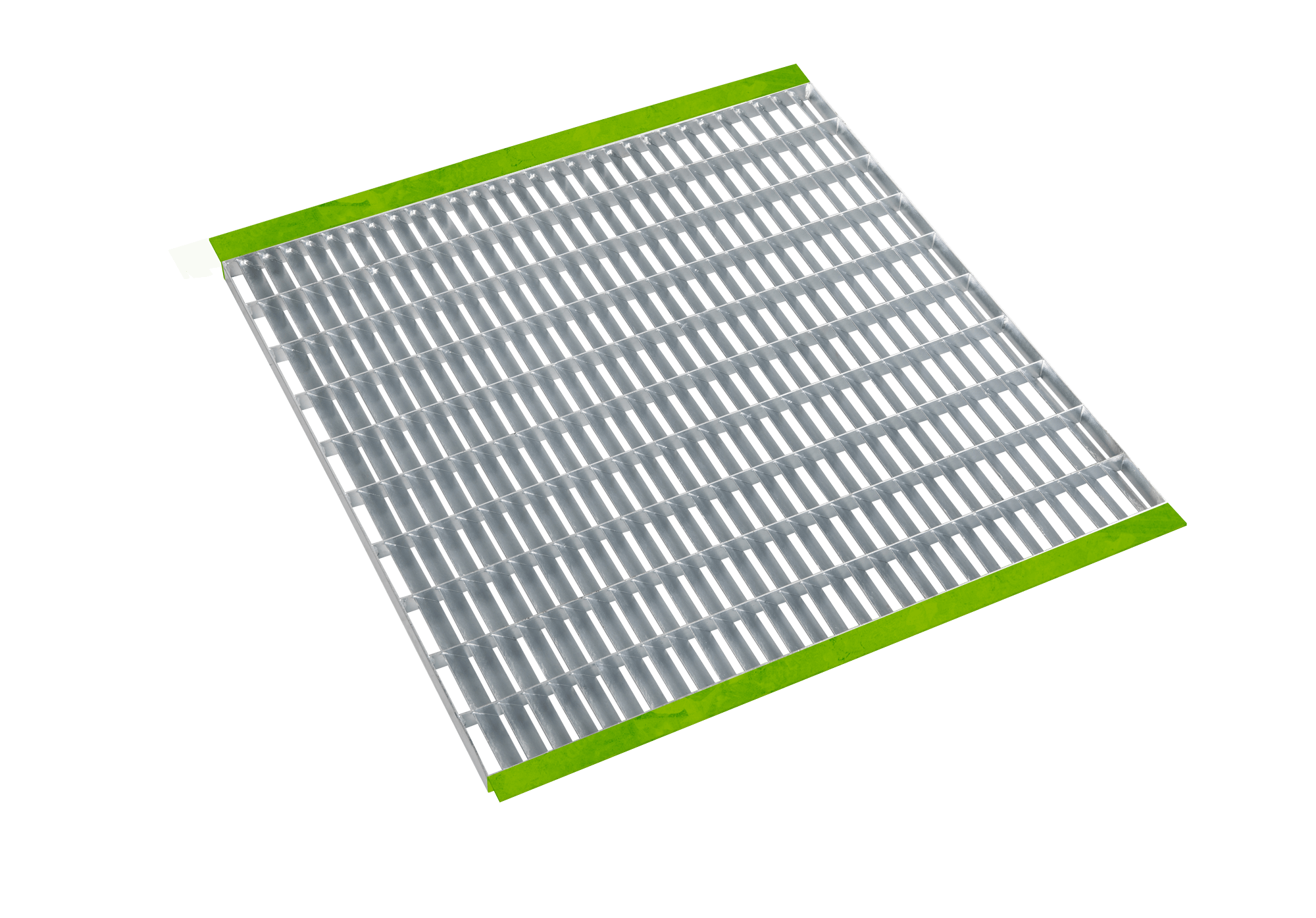 schéma d'un caillebotis à lames inclinées avec cornière