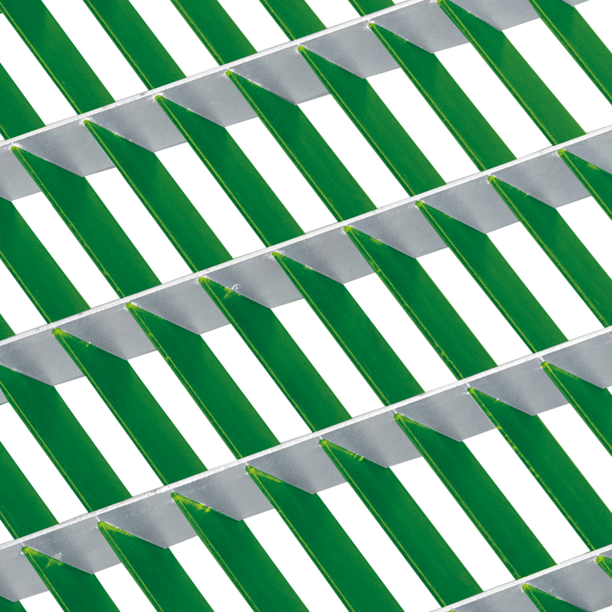 schéma d'un caillebotis à lames inclinées barres insérantes