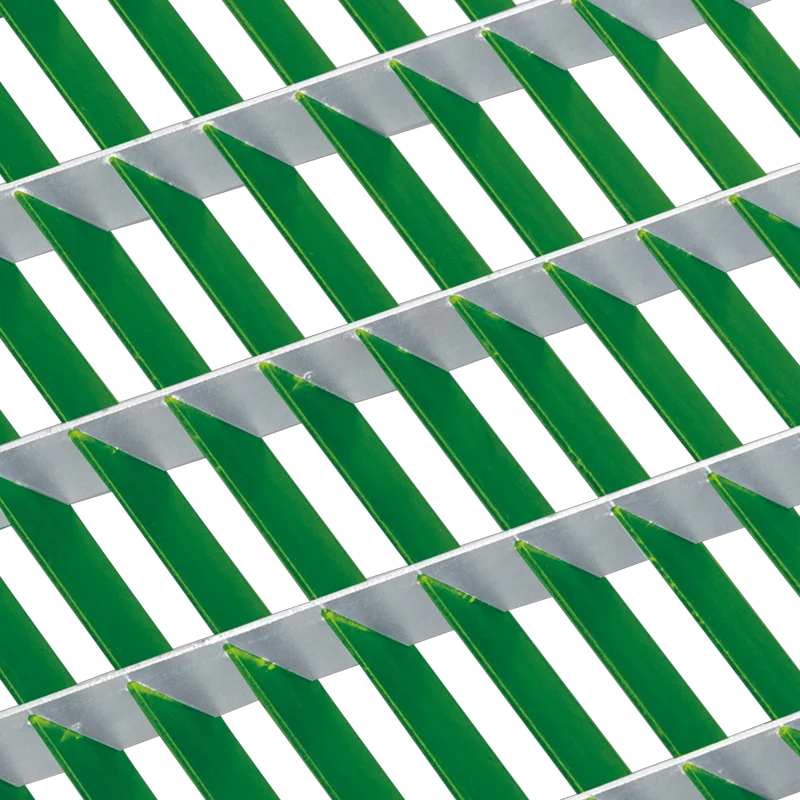 schéma d'un caillebotis à lames inclinées barres insérantes