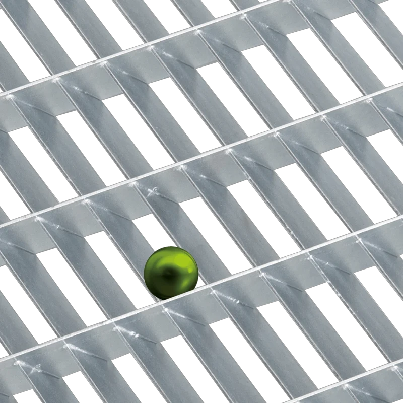 schéma d'un caillebotis à lames inclinées étanchéité