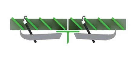 schéma principe de fixation attaches pour caillebotis à lames inclinées