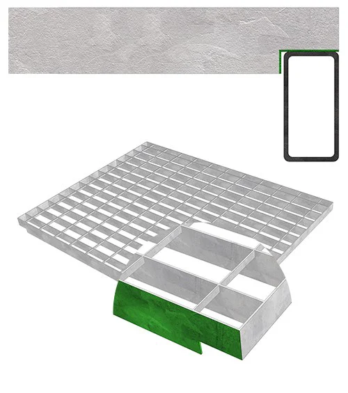 schéma d'un caillebotis pour rayonnage modèle d bord grugé