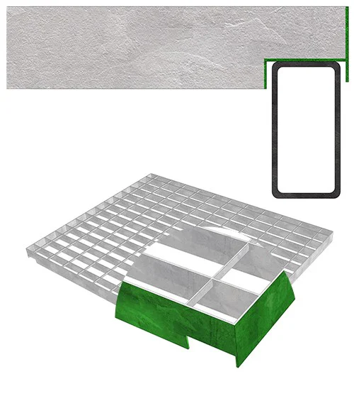 schéma d'un caillebotis pour rayonnage modèle e encoche