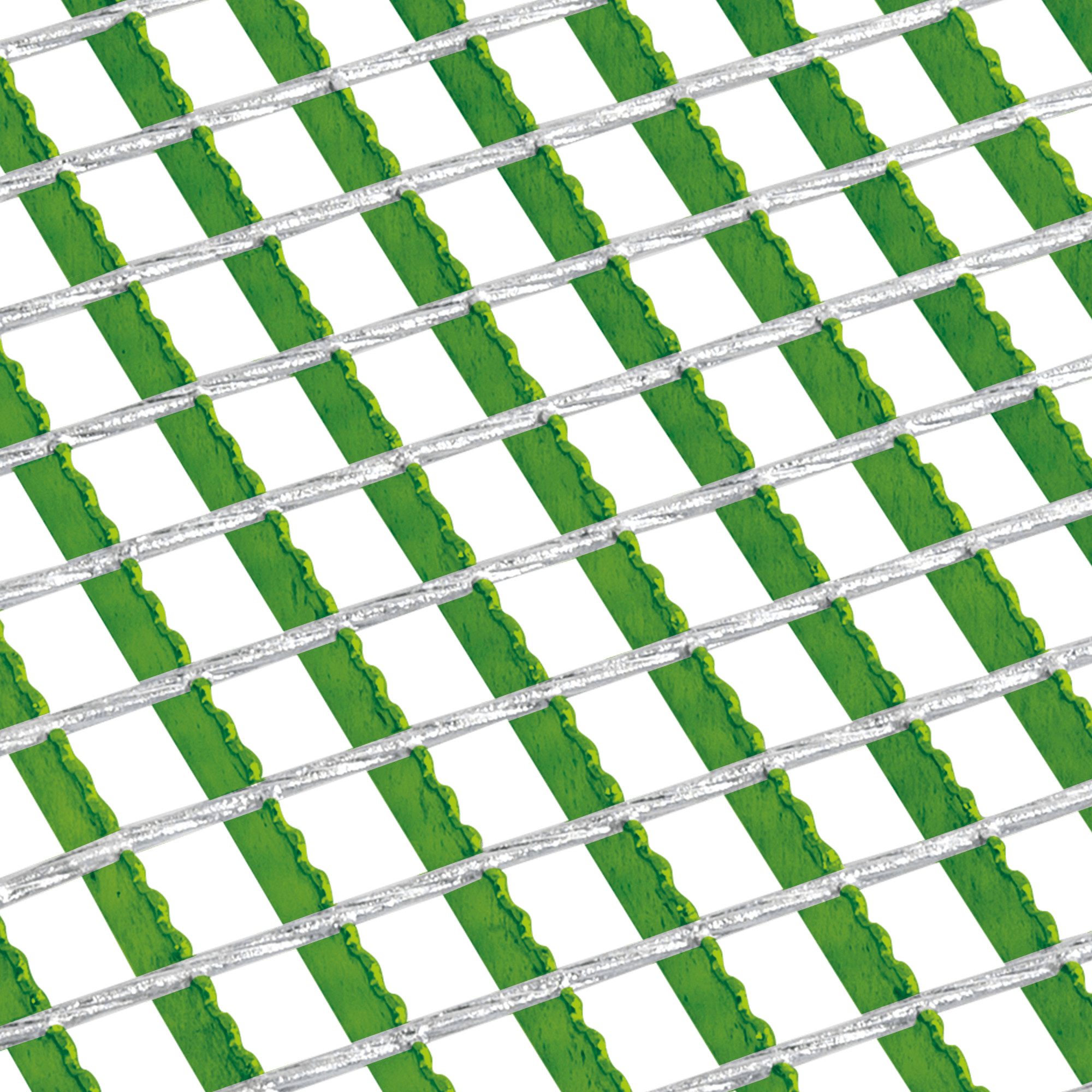 schéma d'un caillebotis électroforgé avec crantage simple sur barres porteuses