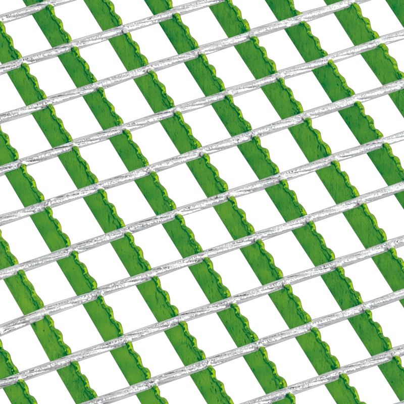 schéma d'un caillebotis électroforgé avec crantage simple sur barres porteuses
