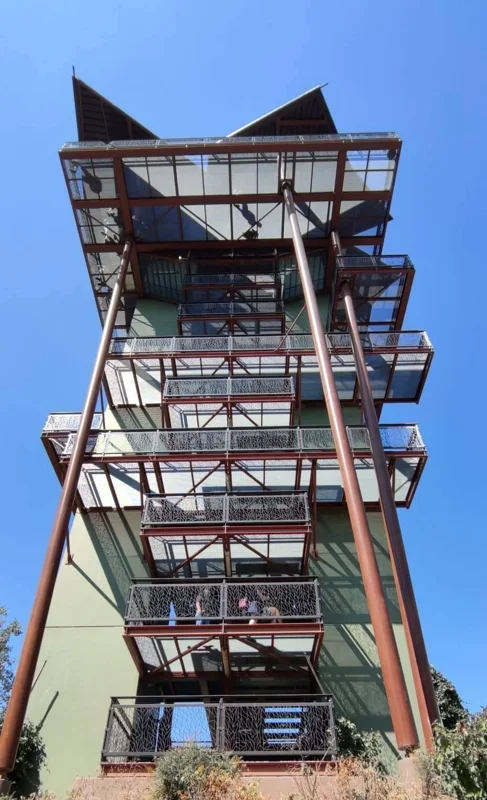 Observatoire réalisé avec des caillebotis pressé pour le platelage et les marches d’escalier