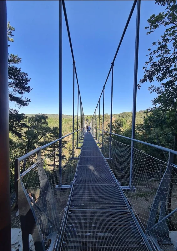 Passerelle piétonne aérienne en caillebotis pressé